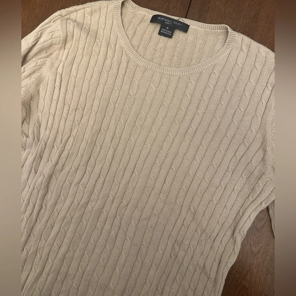 August Silk Knits Beige Cable Knit Sweater - Picture 2 of 3